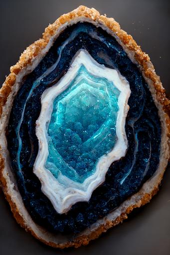 blue Agate Slice Geode, gemstone, close shot, hyper realistic, 8k uhd --ar 5:7