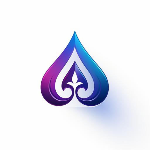blue and purple gradient logo of ace of spade, minimal, logo design, logo, gradient logo, simple, clean, white background --v 5.2 --s 300