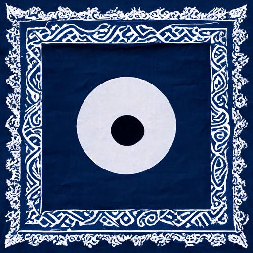 blue bandana wallpaper with white stylistic border and white celtic knot with a ying yang symbol in the center