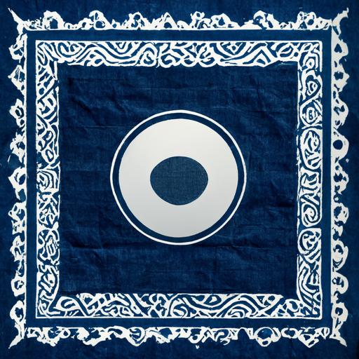 blue bandana wallpaper with white stylistic border and white celtic knot with a ying yang symbol in the center