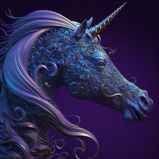 blue dolphin :: purple unicorn :: carnival glass --v 4