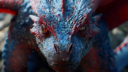 blue dragon red scales, screengrab from natgeo full length feature film with rebel Wilson --ar 16:9 --s 200