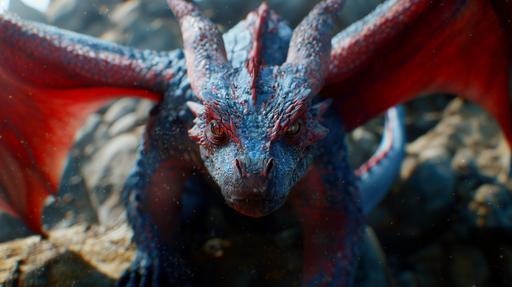 blue dragon red scales, screengrab from natgeo full length feature film with rebel Wilson --ar 16:9 --s 200