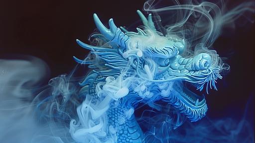 blue dragon smoke from a run in the cold country, ultraviolet blacklight, ektachrome photograph --style raw --no red yellow orange --chaos 100 --ar 16:9 --sw 400 --stylize 1000 --weird 100 --sref
