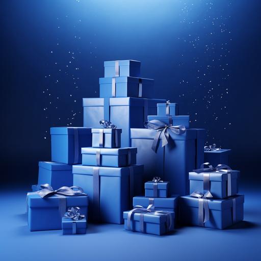 blue gift boxes in a blue environment