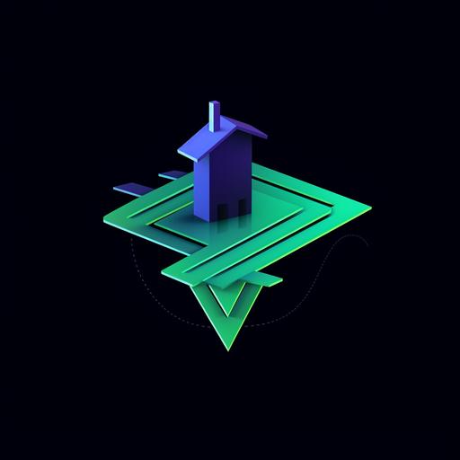 blue green , rotating residential proxies, pin, arrow rotate, minimalist illustration, hd