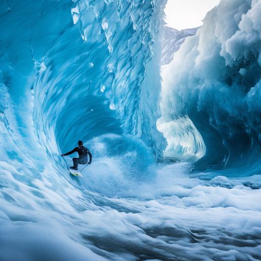 blue ice slushy surfing in Alaska