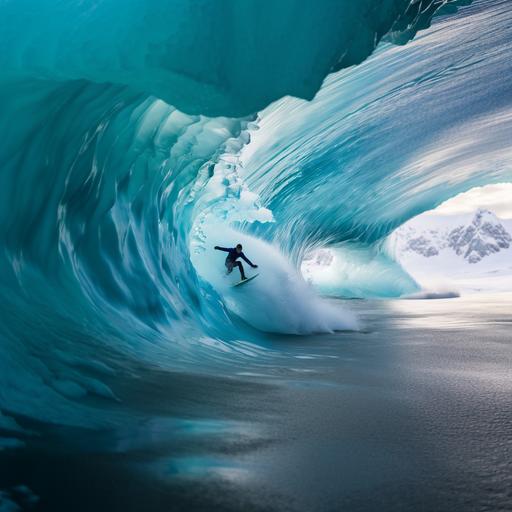 blue ice slushy surfing in Alaska