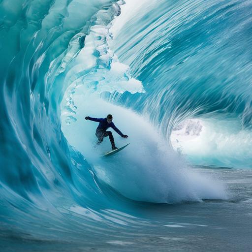 blue ice slushy surfing in Alaska