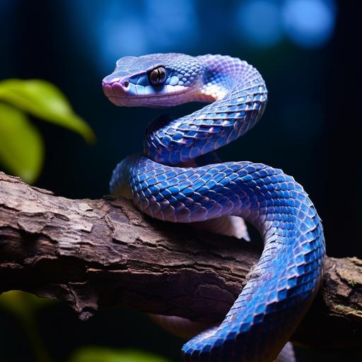 blue viper snake on branch, blue trimeresus viper