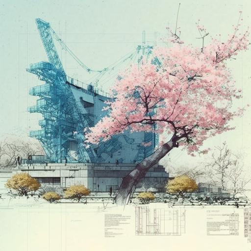 blueprint tokyo sakura--wallpaper--ar 16:9