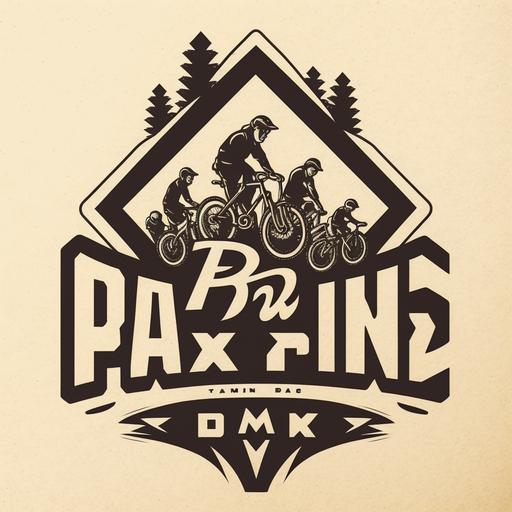 bmx family park logo, strong font and shapes like deus ex machina, inspired by colombian mountains