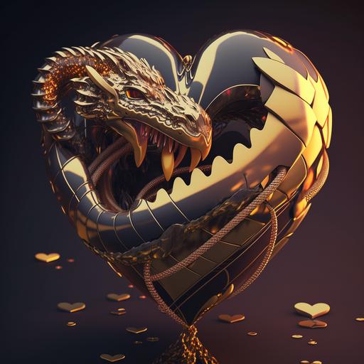 snake gold chain heart anime style 4k