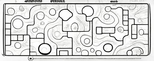 board game table, linear draw with a pen, black and white, layered details, thin line, minimalist, biodiversity, NG, Discovery, cartoon illustration, kids, colouring page psycho, illustrator, inkscape, vectorized, photoshop, creative, masked, cintiq, ipad, digital art, ars technica, min max exposition, digital pen style, dotwork, stipple art, semitones --ar 24:10