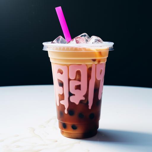 boba drink single straw, bold lines, solid white background --no letters, words, logo, icon