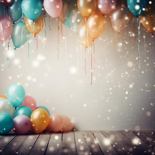 boho birthday banner background with rainbow, balloons, string lights 5k image