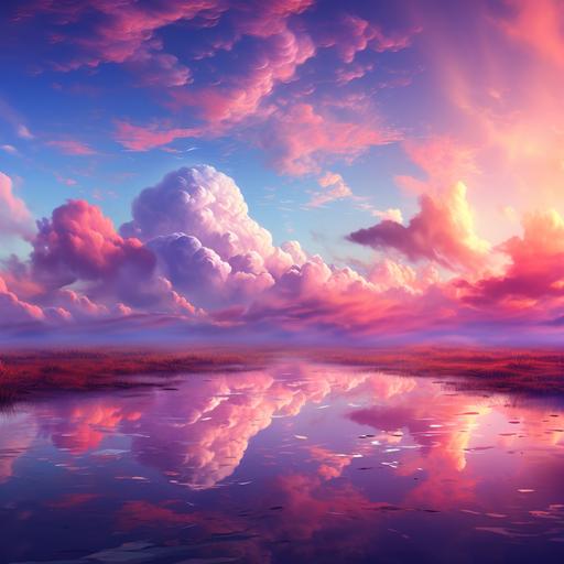 bombastic sky with pink and purple clouds. A unicorn sky without unicorns.