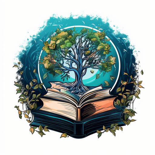 book club logo, book, money, wisdom, kindness