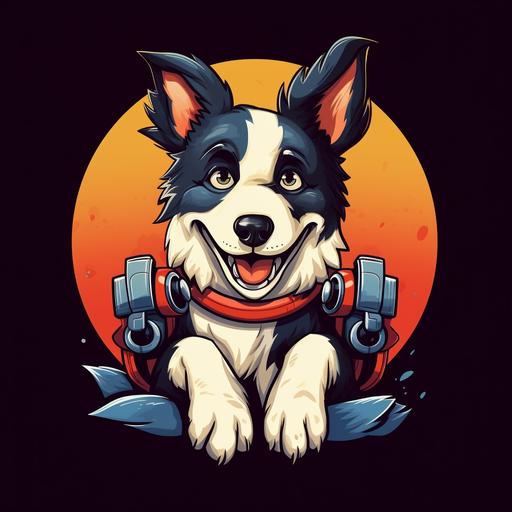 border collie cartoon playing video games looney tunes style