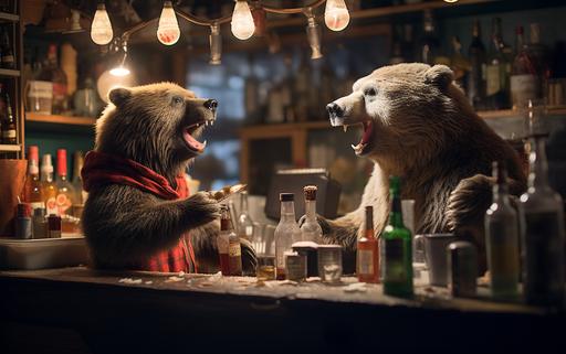 bear and Taylor swift working as a bartender terrapin bear big teeth, tilt-shift t.me/syntog --ar 16:10