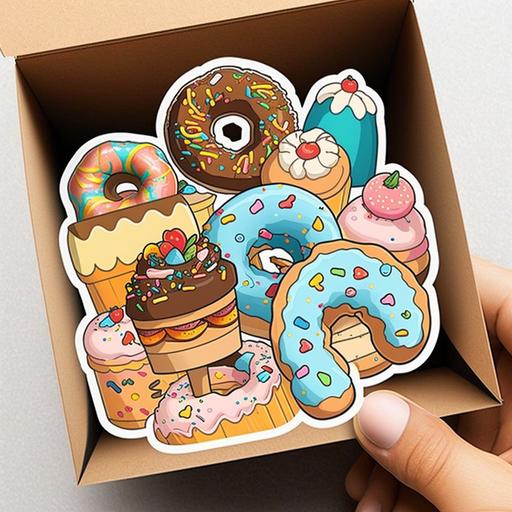 box of donuts cartoon sticker