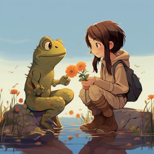 boy frog gives girl frog flowers 2d comics