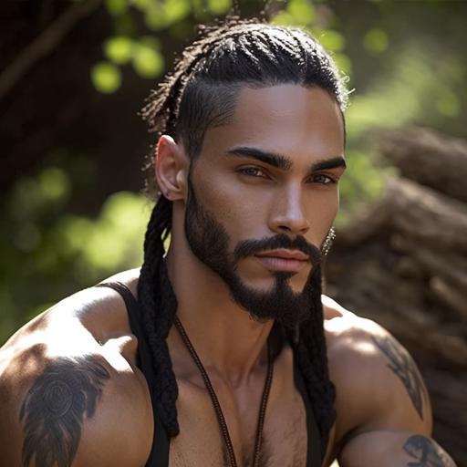 braids biracial male hot Mexican fit beard