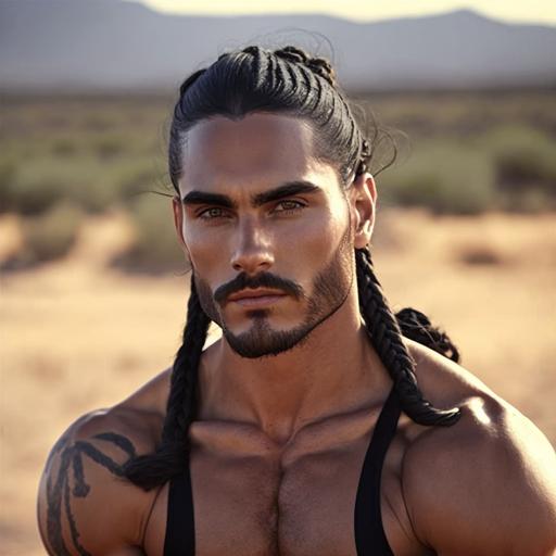 braids biracial male hot Mexican fit beard