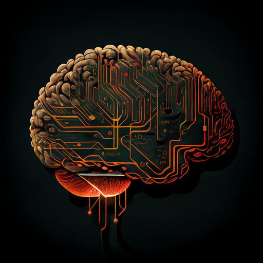 brain with microchip pathways, logo
