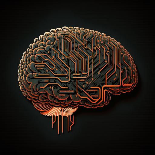 brain with microchip pathways, logo