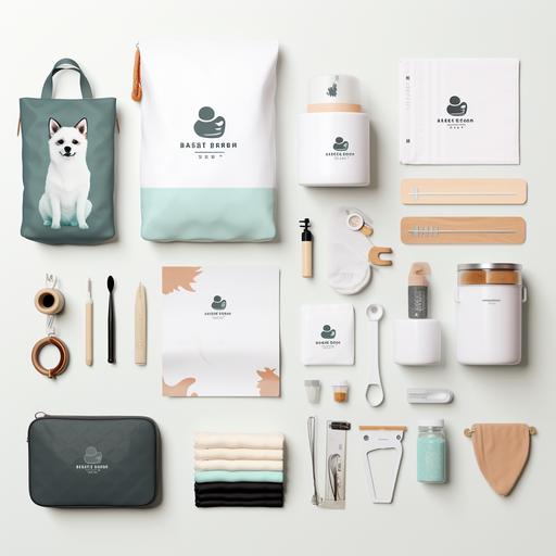 brand identity mockup for a pet shop, innovative pet shop branding kit mock up design without logo, clean and white background