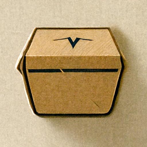 brand logo containing packaging box and map pin icon with 