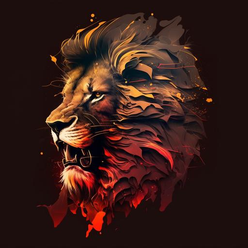 brave lion head logo surreal style
