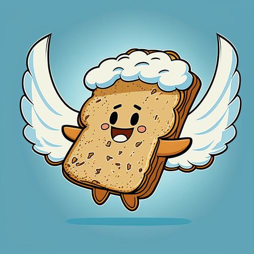 bread with angel wings, cartoon