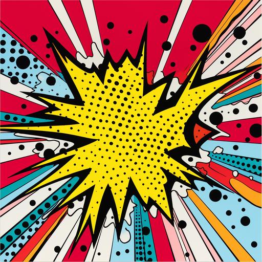 bright print, gradient, pop art, explosion, background only, Roy Lichtenstein style