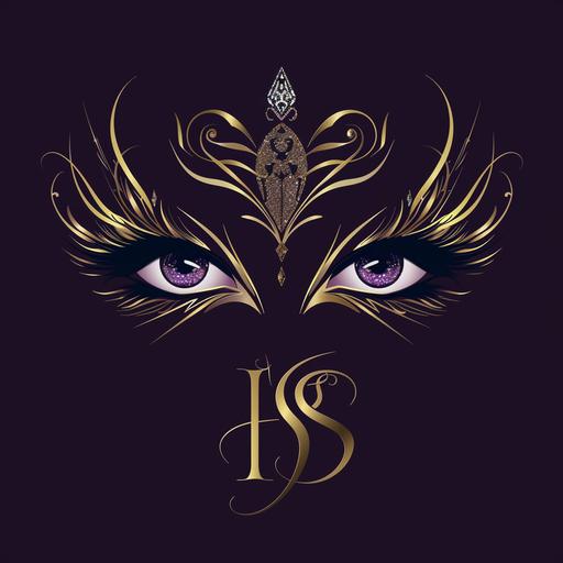 logo with focus on initials HS (real name) and BtBS (nickname) for a female singer, who's look signature - is a mask on eyes (can be added to logo design itself) Can include palette of: gold, silver, crystals, black, white, purple, dark blue, dark purple. --v 6.0