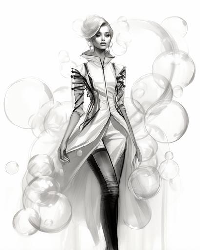 bubble fashion design sketch --ar 8:10