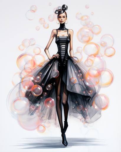 bubble fashion design sketch --ar 8:10