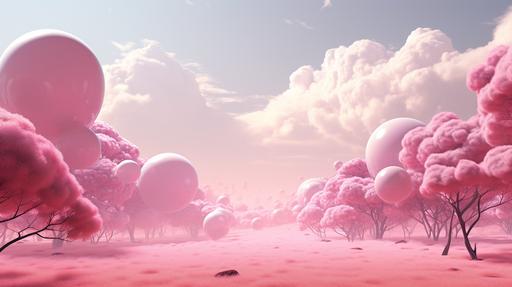 bubble gum pink world nature, wide shot --ar 16:9