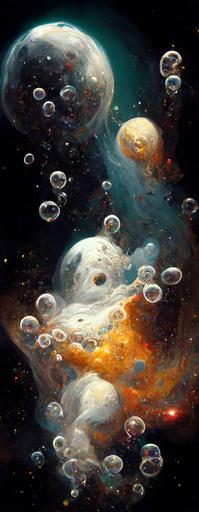 bubbles in space --w 1300 --h 3200 --no blur, text