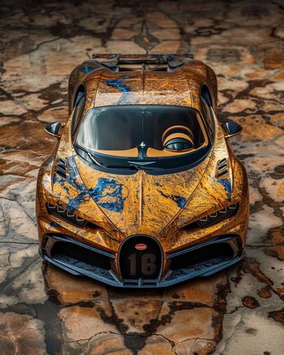 bugatti chiron cpdx photo 2, in the style of gold leaf overlay, wood veneer mosaics, cai guo-qiang, medieval inspiration, james bullough, automatism, biblical grandeur --ar 4:5 --v 6.0