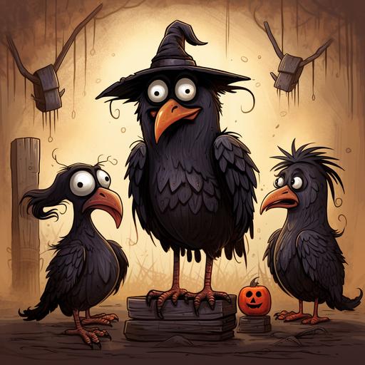 raven and chickens cartoon