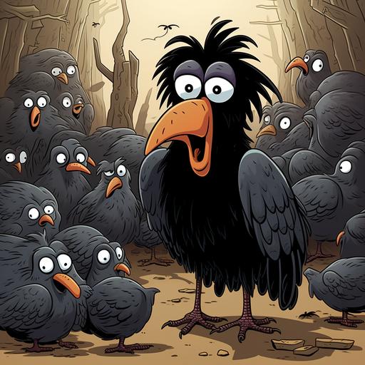 raven and chickens cartoon