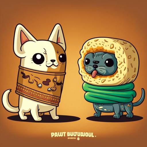 burrito cat versus burrito dog, cartoon --v 4