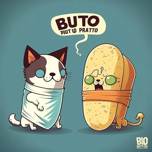 burrito cat versus burrito dog, cartoon --v 4