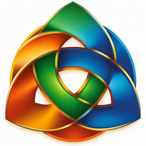 business Trinity logo, royal blue orange green