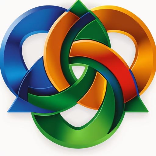 business Trinity logo, royal blue orange green