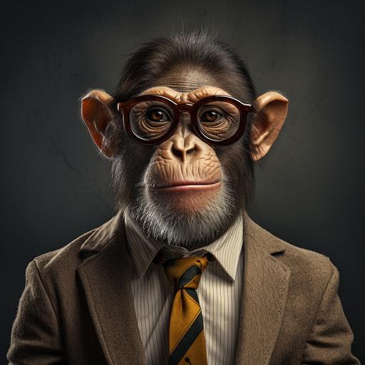 business monkey with glasses