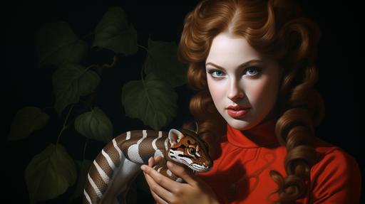 caduceus snake serpeant painting by Mary Jane Ansell --ar 16:9 --s 750 --w 100 --c 50