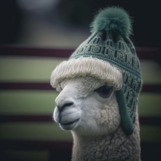 alpaca wearing a green chullo hat bokeh, dof, use Sony A7, use Helios 44 58 f/2.0, film kodak 400 Tmax, photorealistic, ultra photoreal, ultra-detailed, intricate details, 8k